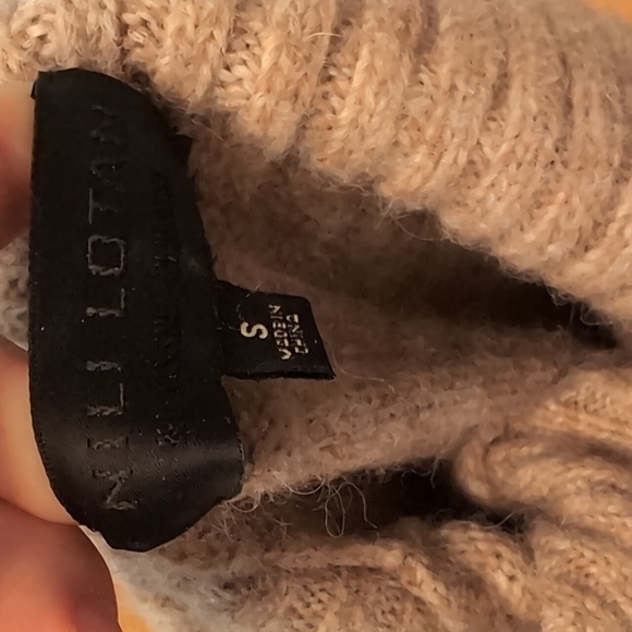 Nili Lotan Baby Alpaca Wool Blend Tan Knit Turtleneck Sweater Size Small - Picture 6 of 7